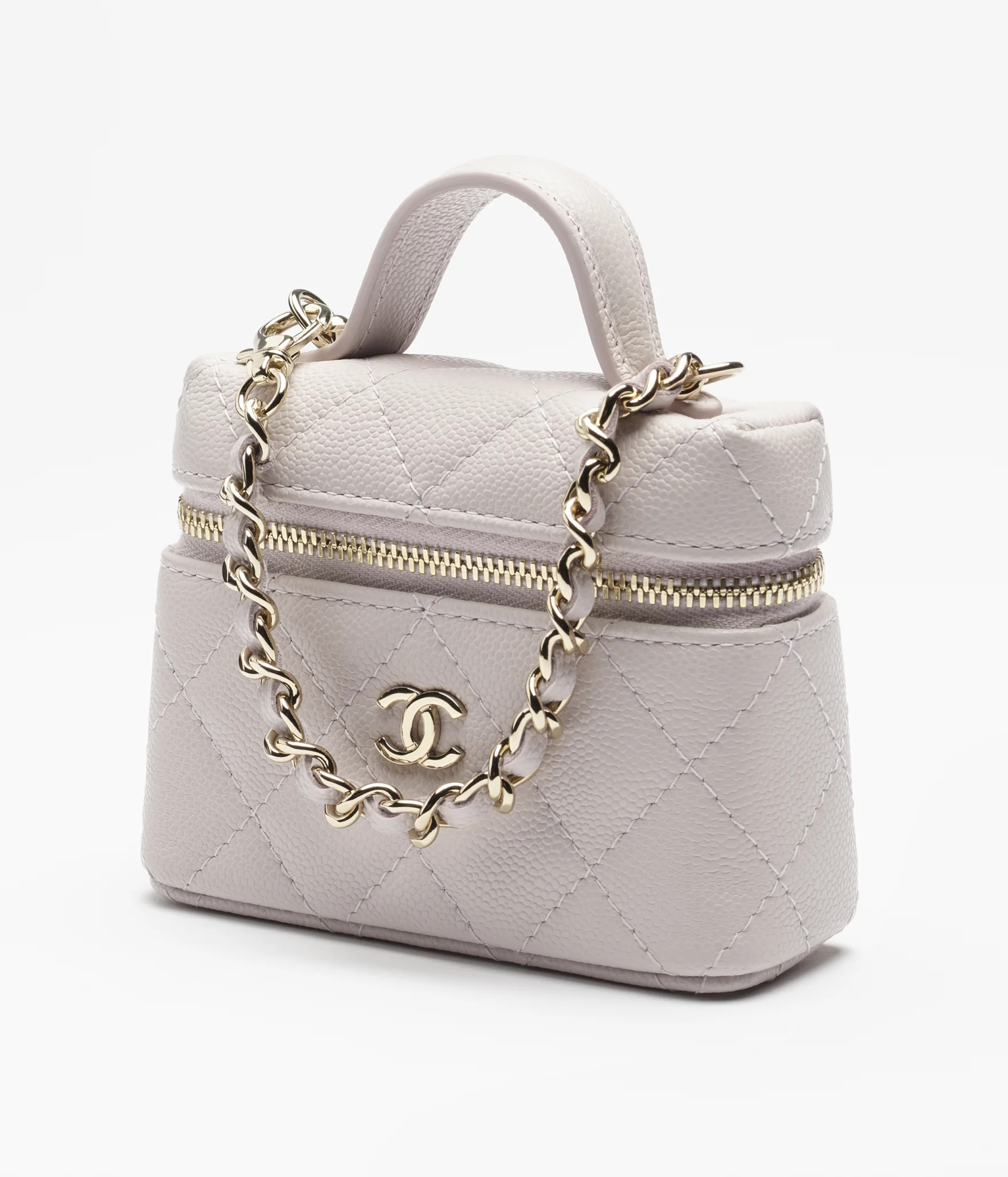 Classic mini bag charm - Grained shiny calfskin & gold-tone metal, light pink — Fashion | CHANE... | Chanel, Inc. (US)