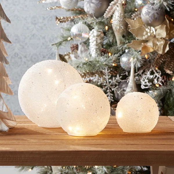 3 Piece LED Frosted Globes with 6 Hr Timer Glass Set | Wayfair North America