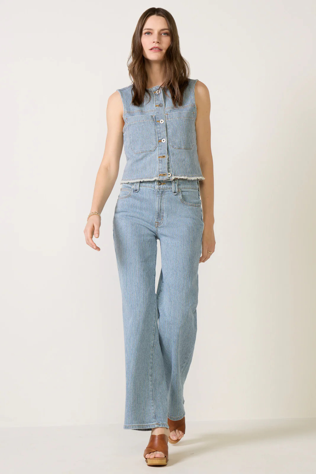 Railroad Stripe Wide Leg Jean | Evereve
