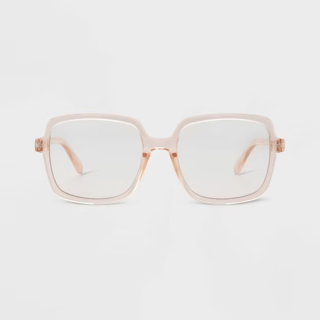 Women's Gloss Plastic Square Blue Light Filtering Glasses - Universal Thread™ Tan | Target