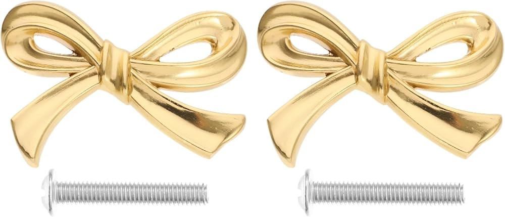 Angoily Closet Door Knobs Pull, 2pcs Brass Bow Shape Furniture Knob Drawer Cupboard Pulls Handle ... | Amazon (US)