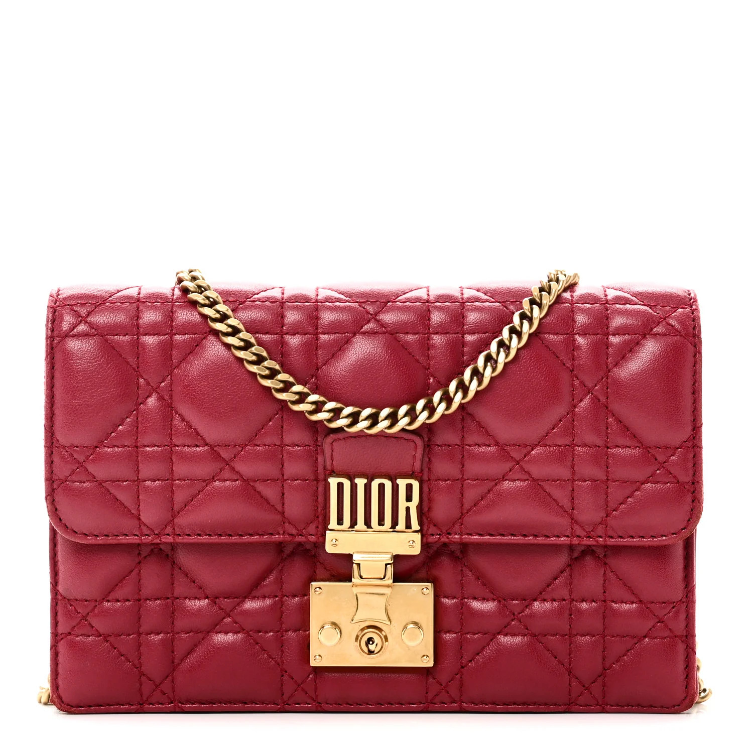Christian Dior Lambskin Cannage Dioraddict Wallet On Chain Clutch Fuchsia 1880810 | FASHIONPHILE (US)