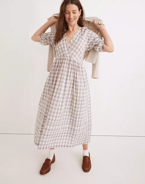 Marianna Puff-Sleeve Midi Dress in Plaid | Madewell