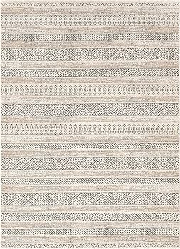 Well Woven Francesca Beige Tribal Geometric Distressed High-Lo Pile (5'3" x 7'3") Area Rug | Amazon (US)