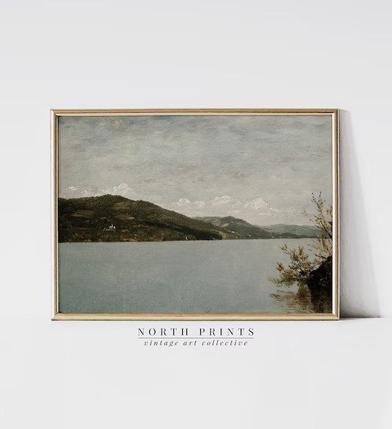 Antique Lake Painting  Vintage Print  Rustic Decor PRINTABLE - Etsy | Etsy (US)
