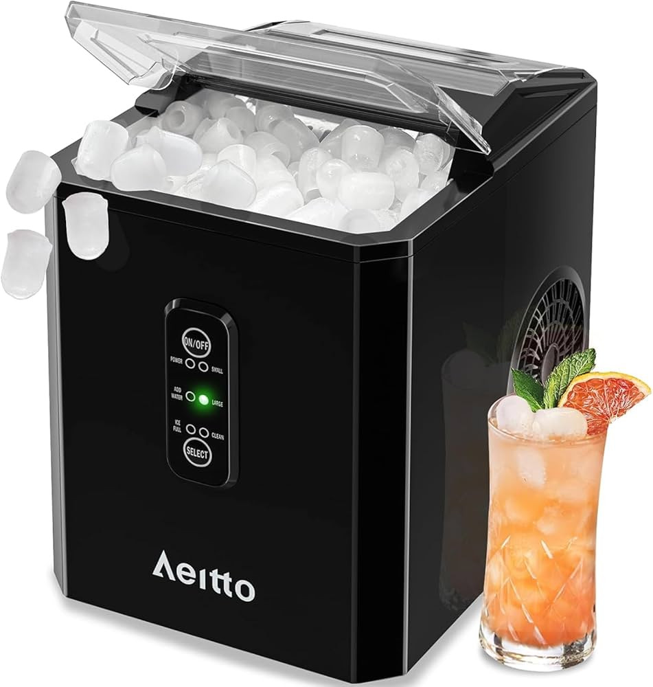 Aeitto Ice Makers Countertop, 9 Ice Cubes Release in 6 Mins, 26Lbs/24H, 2 Sizes of Bullet Ice Mac... | Amazon (US)
