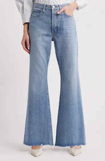 FRAME The Pixie Lax Frayed High Waist Flare Jeans in Alderton Raw Fray at Nordstrom Rack, Size 30 | Nordstrom Rack