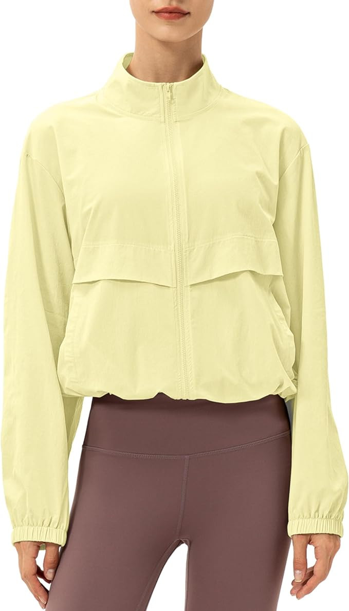 Locachy Women's Lightweight Zip Up Athletic Jacket Stand Collar Windproof Sun Protection Workout ... | Amazon (US)