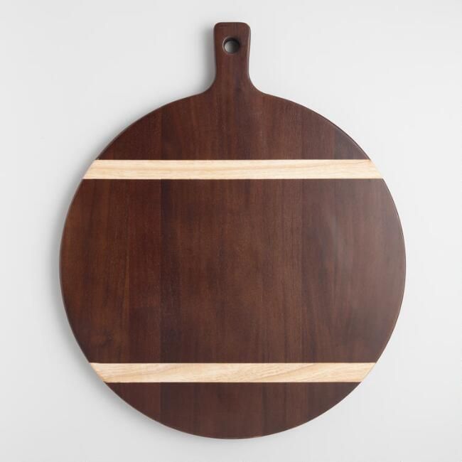 Large Striped Acacia Wood Paddle Cutting Board | World Market