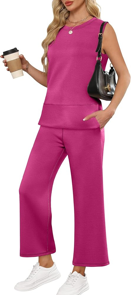 ANRABESS Womens 2 Piece Outfits Summer Beach Vacation Clothes Spring Travel Airport Casual Wide L... | Amazon (US)