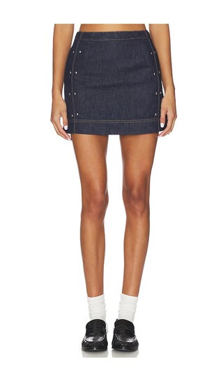 Hadley Denim Mini Skirt in Indigo | Revolve Clothing (Global)
