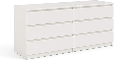 Tvilum Scottsdale 6 Drawer Double Dresser, White Wood Grain | Amazon (US)