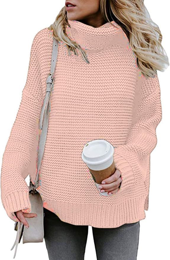Women’s Turtleneck Pullover Sweater Long Sleeve Oversized Chunky Knit Warm Tops | Amazon (US)