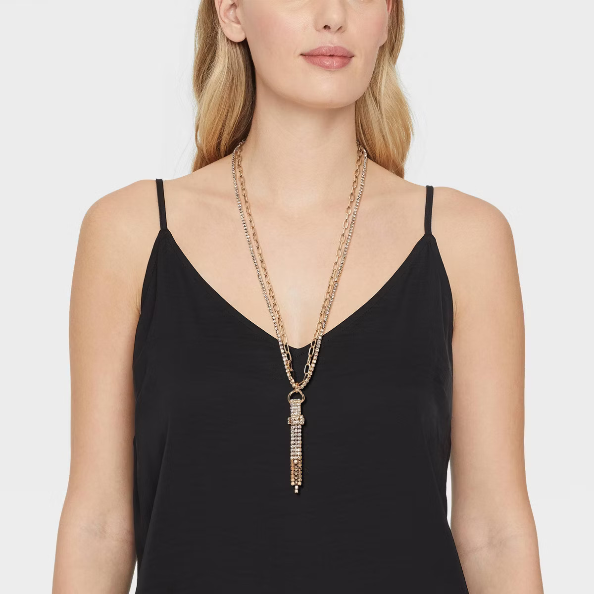 Fringe Knot Necklace - A New Day™ Gold/Clear | Target