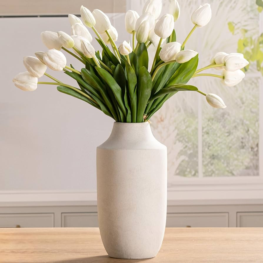 Mitt&Ditt Ceramic Flower Vase, 12.5 inch Tall Off-White Vase, Large Decorative Terracotta Vases, ... | Amazon (US)
