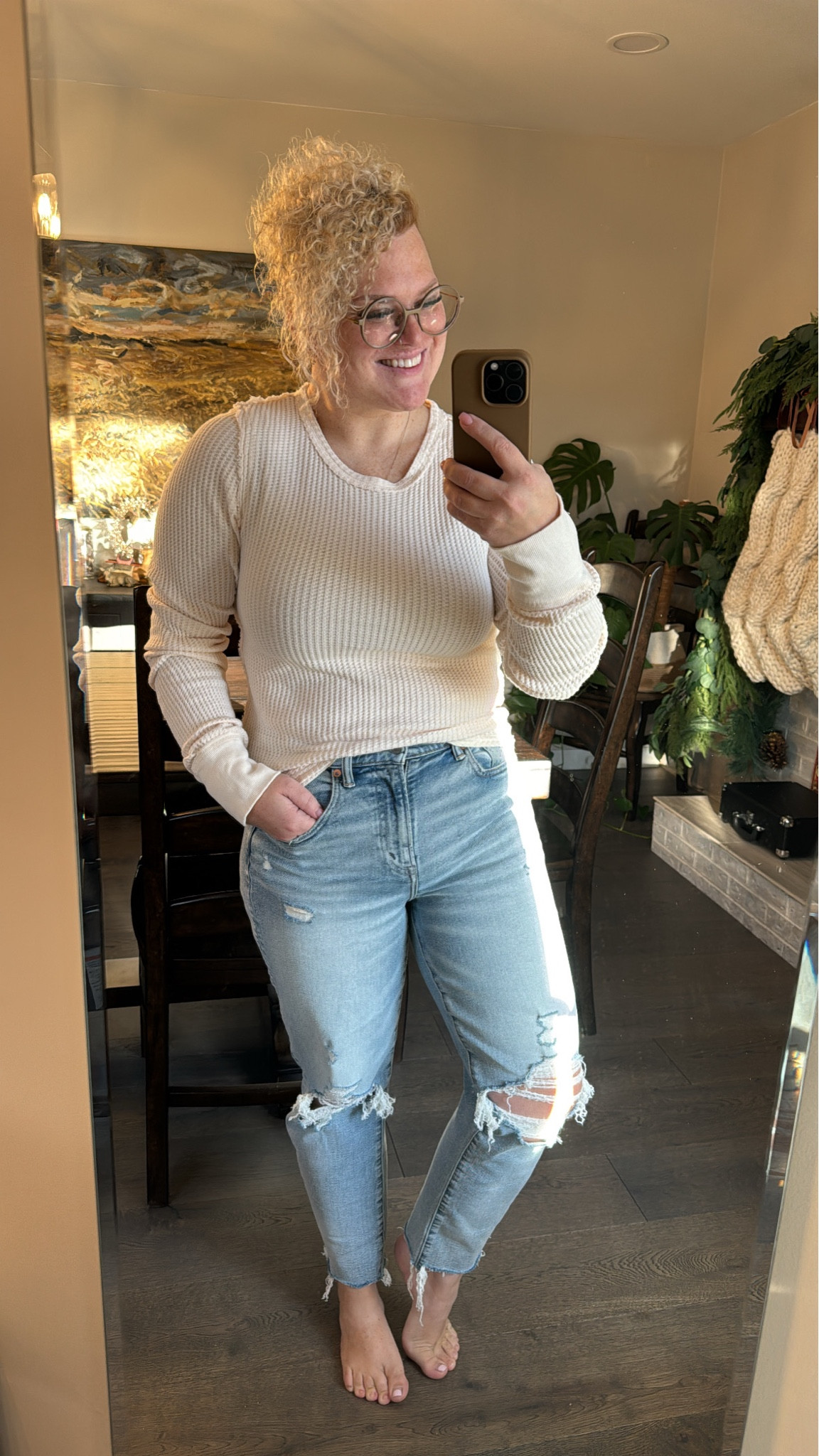 I’ve been REALLY into thermals during this colder season and theses from Free People are gorgeous! Has a lot of unfinished edge detailing. The waffle kit is so cute. Not too long and perfect for front or side tuck or just to wear untucked over jeans. 

I’m wearing a large. This is the cream colour 

#LTKfindsunder100 #LTKmidsize #LTKstyletip