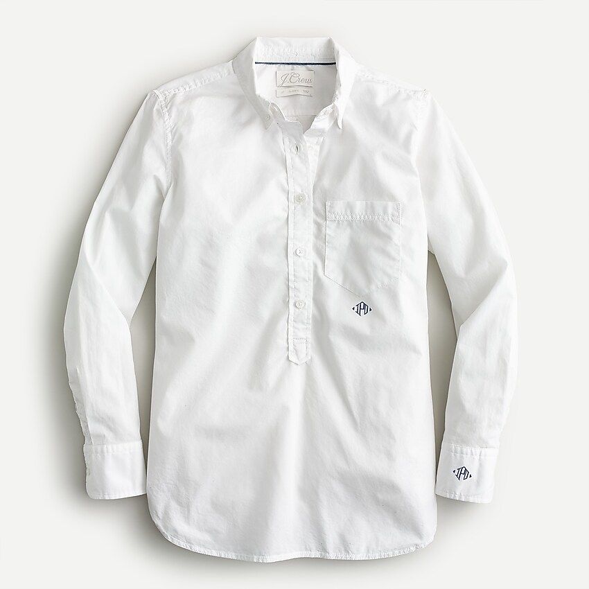 Classic-fit washed cotton poplin popover | J.Crew US