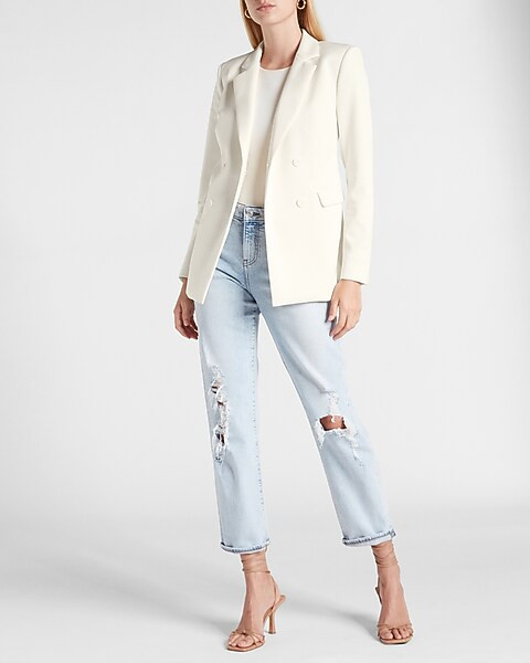 Supersoft Double Knit Double Breasted Blazer | Express