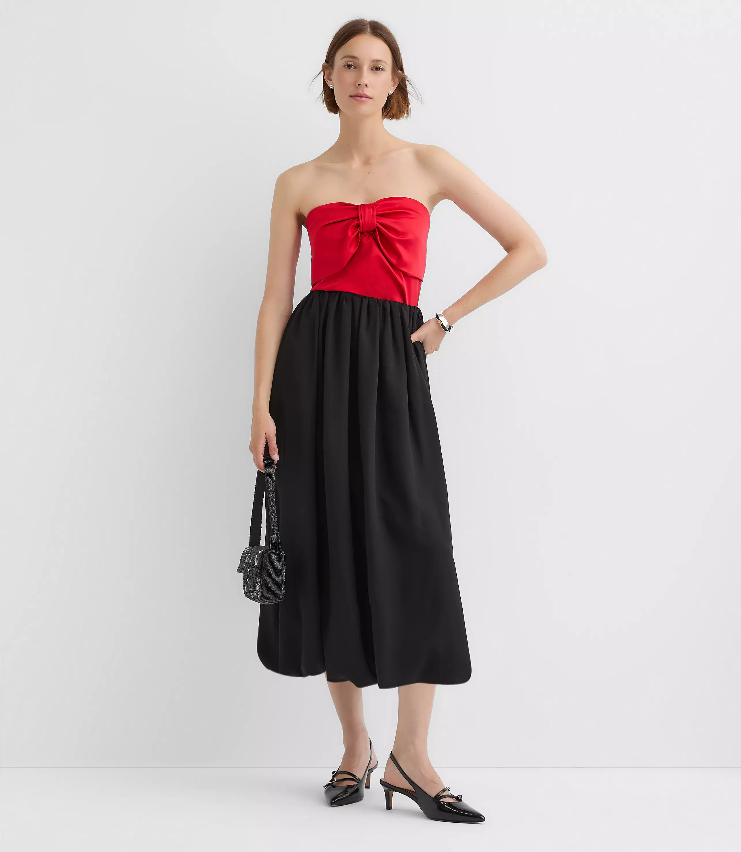 Petite Crepe Bubble Midi Skirt | LOFT