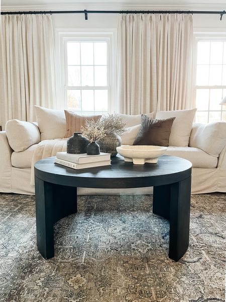 Loving our new round black coffee table paired with our sofa! It’s currently in stock! 

#LTKhome