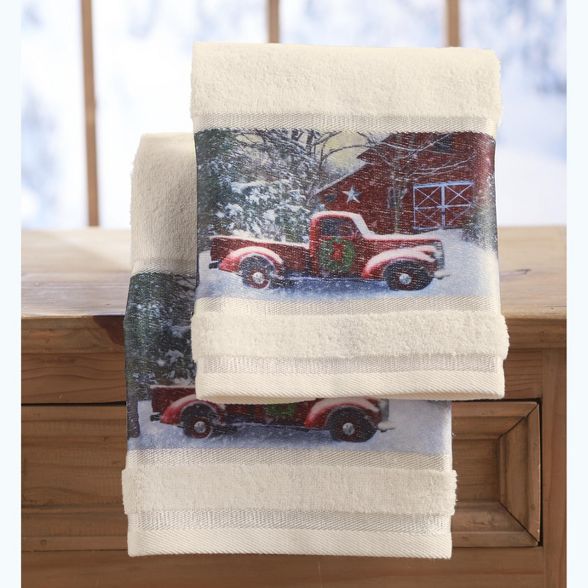 Lakeside Christmas Hand Towels with Decorative Red Truck Print - Set of 2 | Target