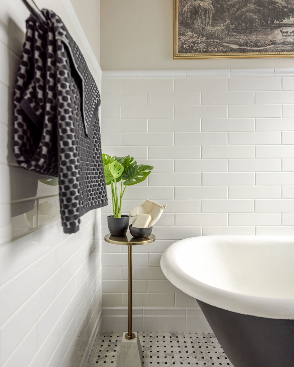Shop the primary bathroom at the Wellesley Tudor Revival 🌙 