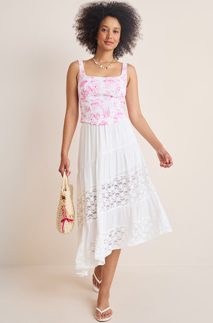 Bridget Tiered Lace Midi Skirt | Francesca's