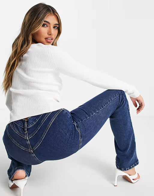 ASOS DESIGN sweater with open neck detail in cream | ASOS (Global)