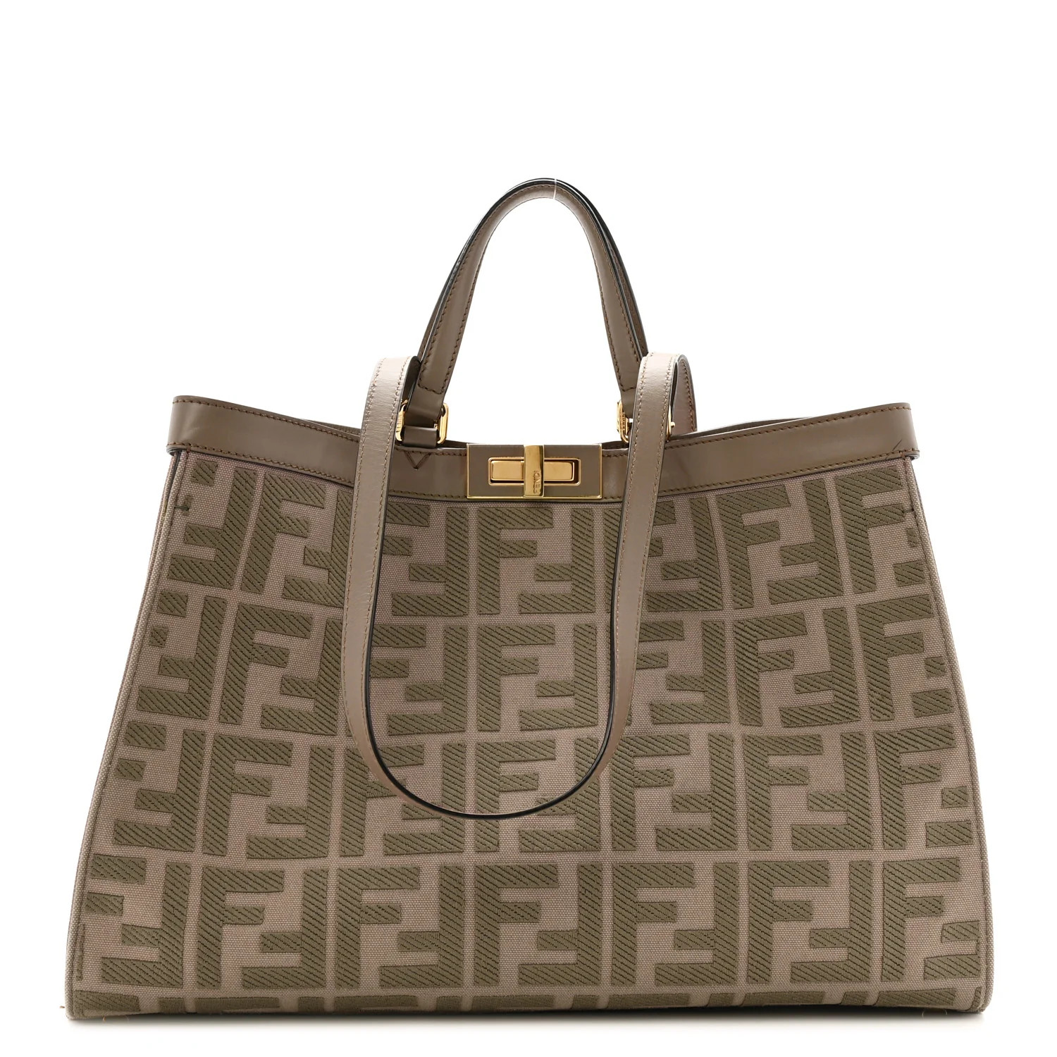 Canvas Vitello King FF Embroidered Medium Peekaboo X-Tote Tartufo | FASHIONPHILE (US)