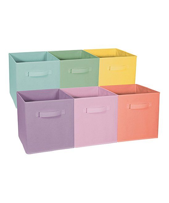 Sorbus Storage Boxes Pastel - Pastel Set Foldable Storage Cube Basket Bin - Set of Six | Zulily