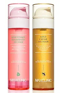MAXCLINIC [K-Beauty] Rose Vitamin + Gold Caviar Oil Foam Gift Set | Daily Face Wash Oil Based Cle... | Amazon (US)