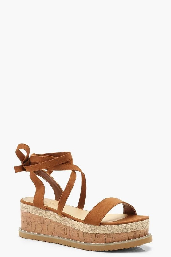 Flatform Espadrille Tie Up Sandals | Boohoo.com (US & CA)