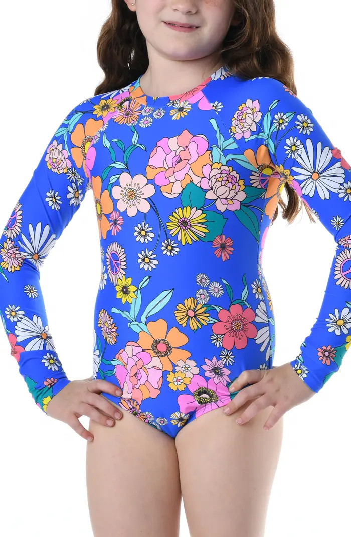 Hobie Kids' Peace Floral Long Sleeve One-Piece Rashguard | Nordstrom | Nordstrom