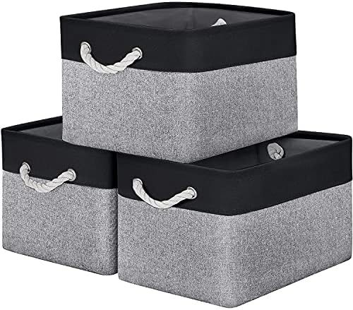 WISELIFE Baskets for Organizing [3-Pack] Collapsible Canvas Storage Bins for Toys Shoes Decorative S | Amazon (US)