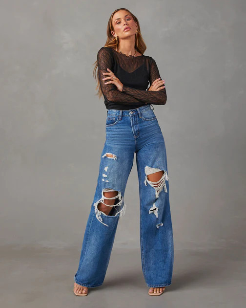 After Midnight Lace Long Sleeve Top - Black | VICI