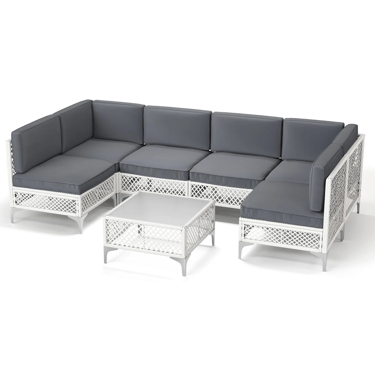 6 - Person Premium Patio Wicker Sectional Seating Group with Cushions | Wayfair North America