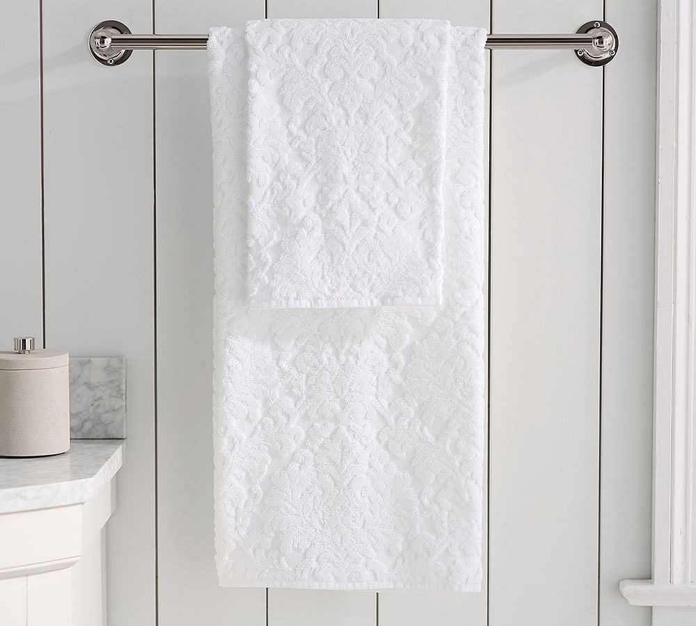 Jacquard Medallion Aerospin(TM) Washcloth, White | Pottery Barn (US)