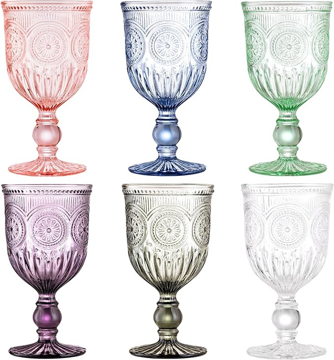 Yungala Colored Wine Glasses set of 6 colorful glass goblets-colorful wine glasses-wine goblets a... | Amazon (US)