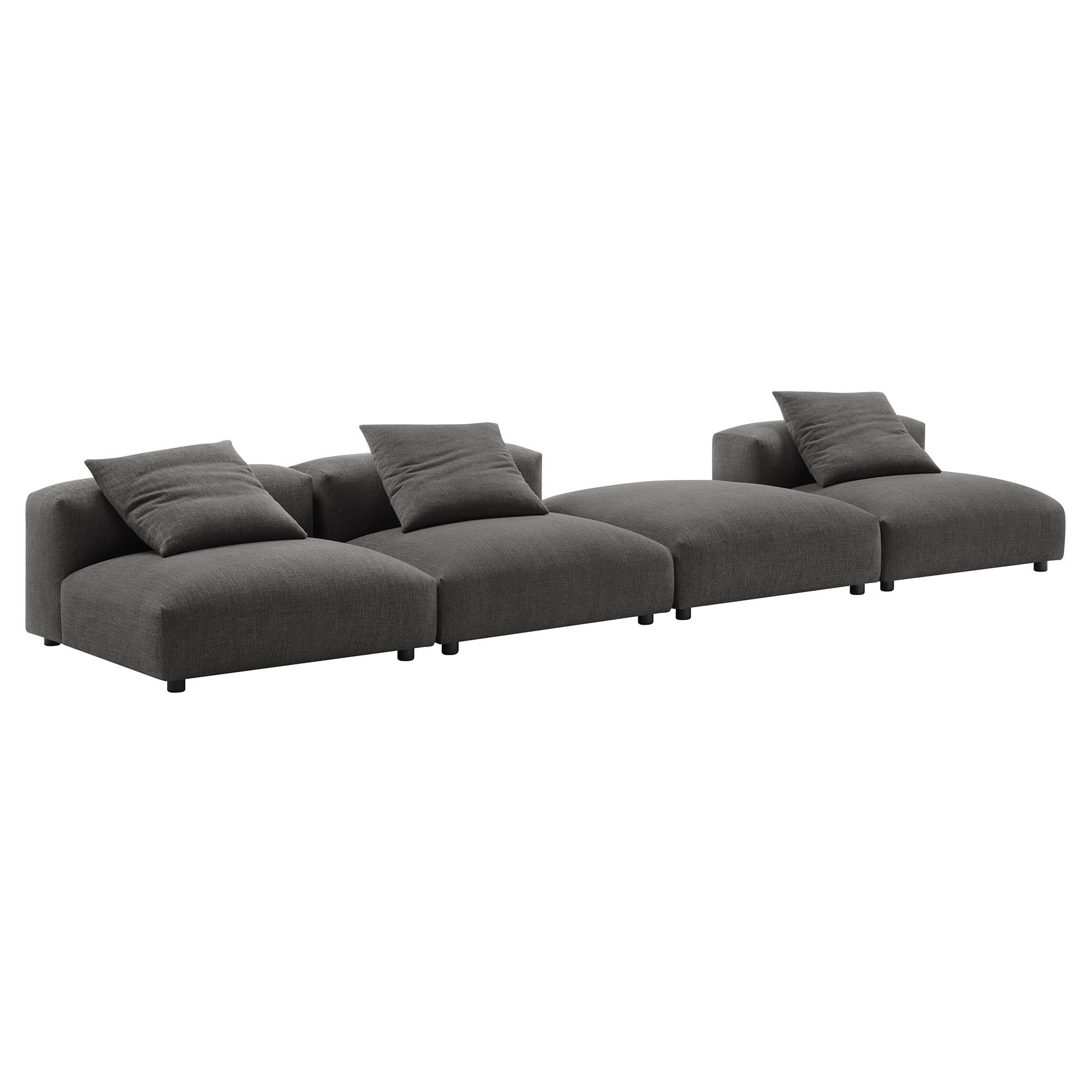 Solace 4-Piece Modular Upholstered Fabric Sectional Sofa In Charcoal | 1stopbedrooms