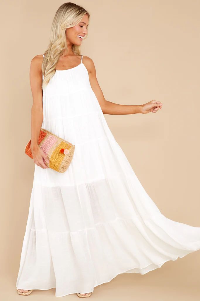 Waiting By The Wayside White Maxi Dress | Red Dress 