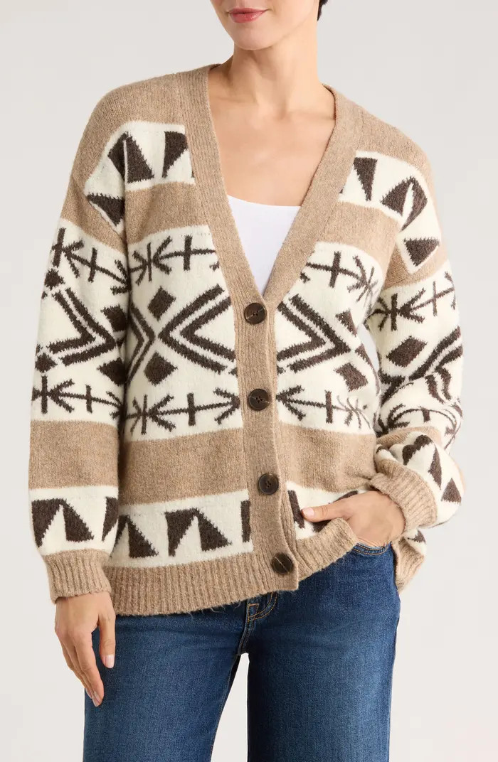Geometric Button Front Cardigan | Nordstrom Rack