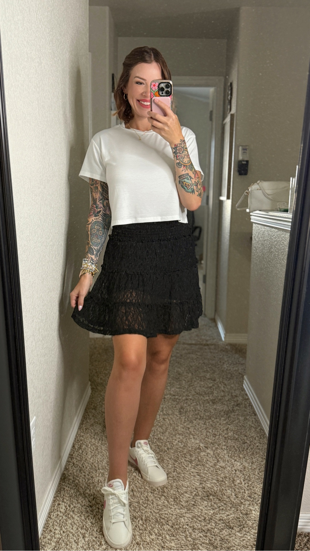 Fun little bowling and family fun outfit! Love the lace detail on this skort and the shorts under are so soft and comfortable (but no pockets). I’m wearing a medium. I also have a few of these cropped tee’s and they are so comfortable and hit right below my bellybutton! I’m wearing a medium. I’m 5’7”, 150 lbs

#LTKgrwm #LTKootd #LTKdayinmylife
