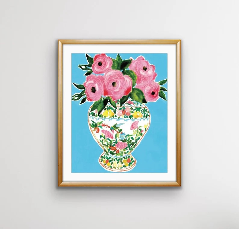 8x10 Signed Print, Unframed, Rose Canton, Rose Medallion, Chinoiserie, Chinoiserie Vase, Watercol... | Etsy (US)