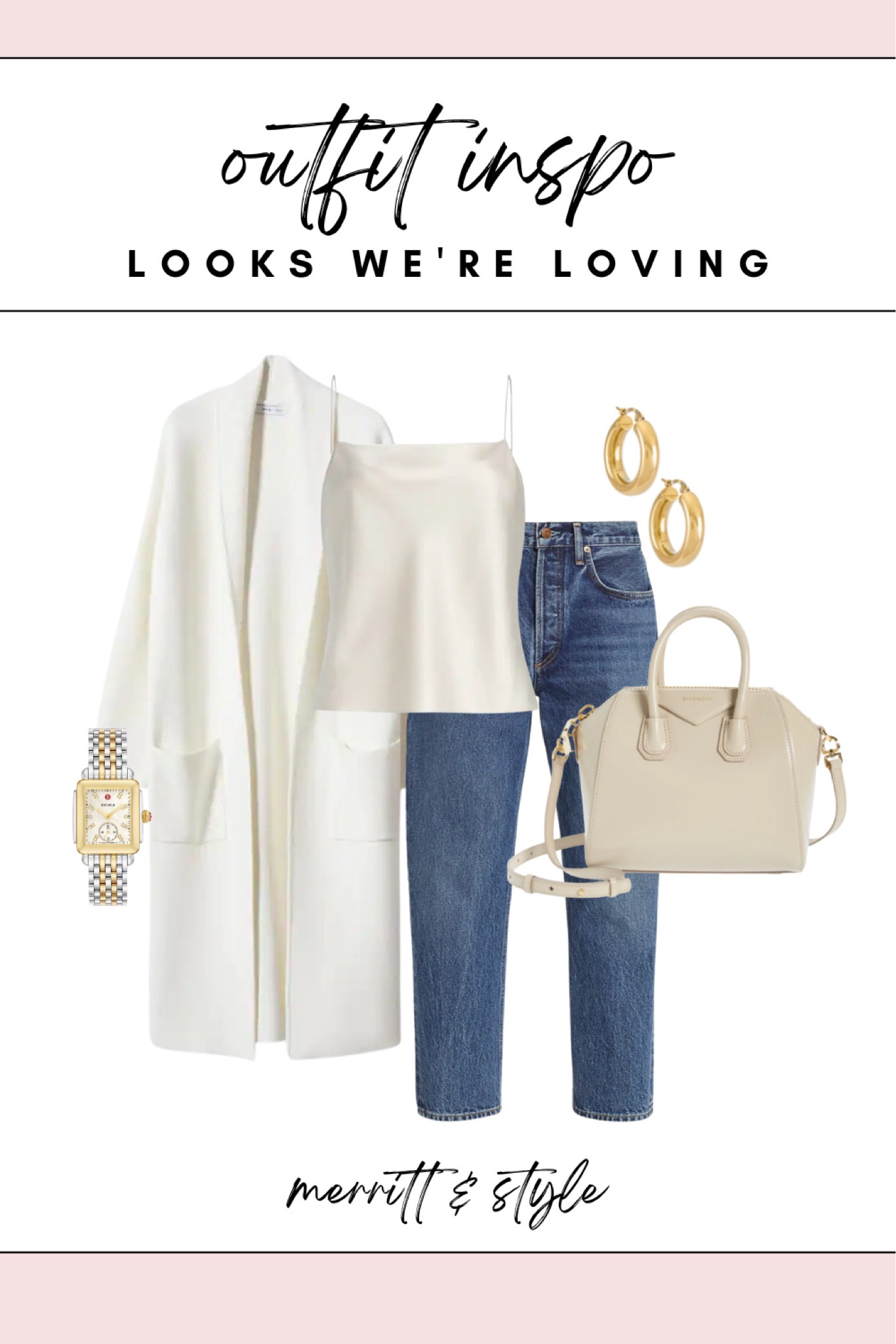 Neutral outfit with denim white spring outfit white coatigan long cardigan neutral designer bag 

#LTKitbag #LTKsalealert #LTKstyletip