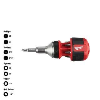 Milwaukee 8-in-1 Compact Ratcheting Multi-Bit Screwdriver-48-22-2330 - The Home Depot | The Home Depot