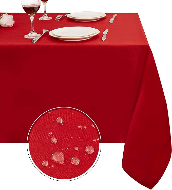 Obstal 210GSM Rectangle Red Tablecloth, Christmas Decorations Waterproof Table Cloth, Table Cover... | Amazon (US)