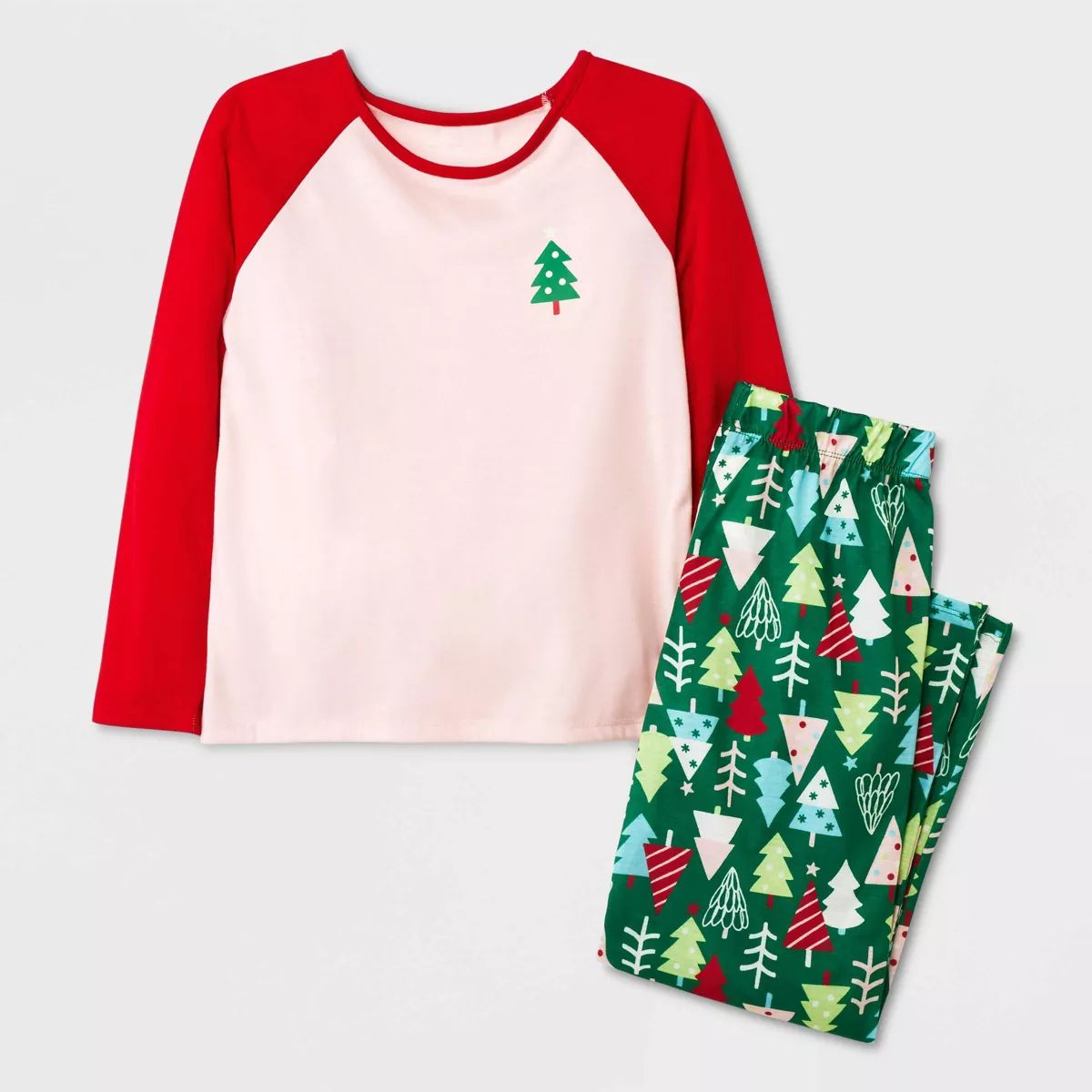 Girls' 2pc Christmas Tree Long Sleeve Top and Pants Pajama Set - Cat & Jack™ Pink | Target