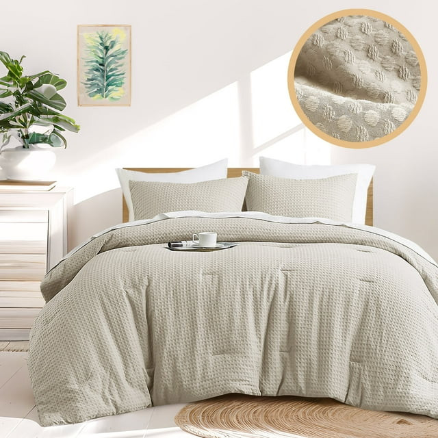 Regency Heights Textured Waffle Like Comforter Sets Full/Queen, 3 Piece Bedding Sets, Taupe Comfo... | Walmart (US)