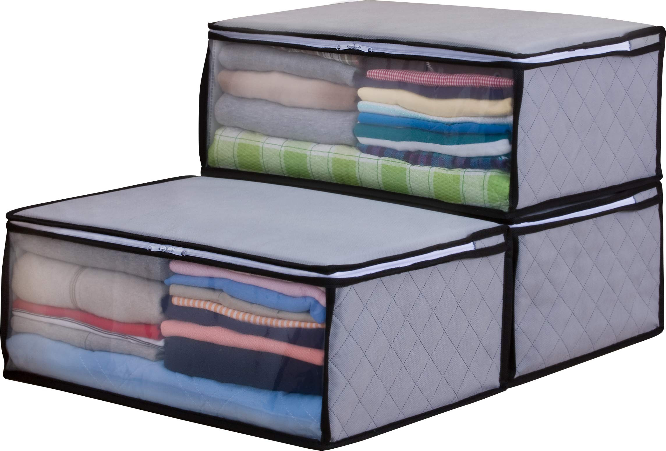 1Storage Charcoal Fiber Clothing Organizer Bags, Breathable Material, 3pcs, Grey 171-01A | Amazon (US)