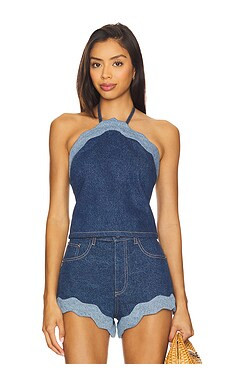retrofete Rhonda Denim Top in Montana Mix from Revolve.com | Revolve Clothing (Global)